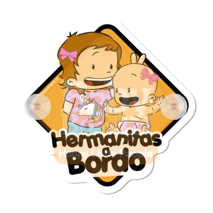 Letrero Bebé a Bordo Hermanitas, Hermana Mayor de niña