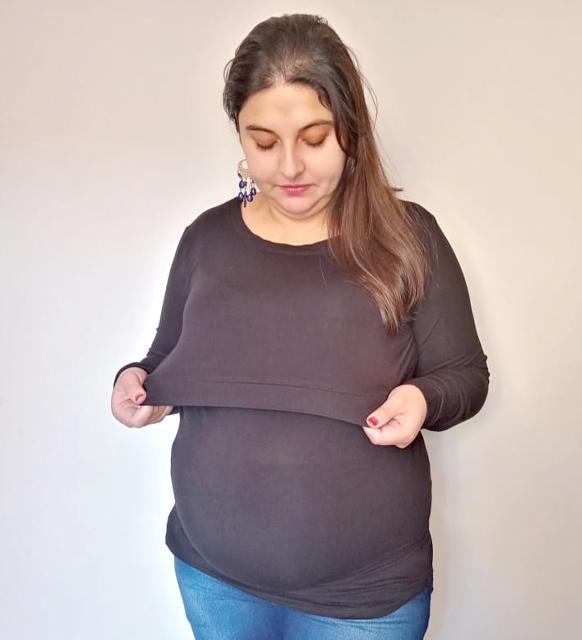 Polera Lactancia Negra M/Larga