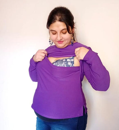Polera Lactancia Morada M/Larga