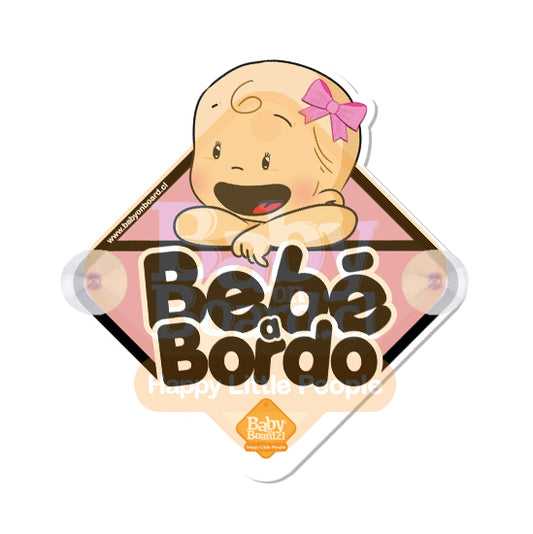 Letrero Bebé a Bordo Chupones Rosa - Bebé Logo