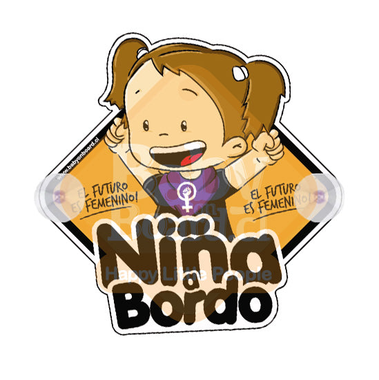Letrero Niña a Bordo con chupones El Futuro Es Femenino