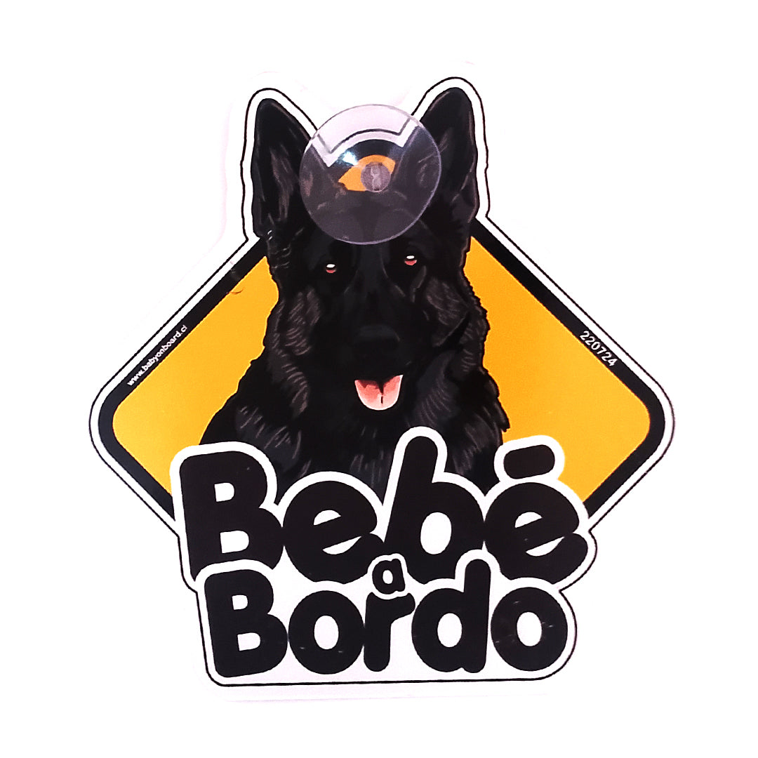 Letrero "prototipo" ventosa, Pastor Alemán a Bordo - Negro