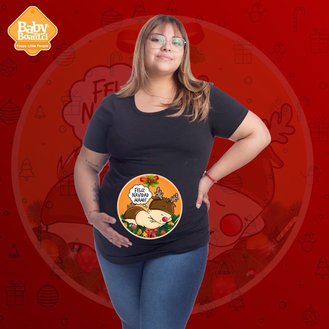 Polera Embarazada Navidad Reno niño