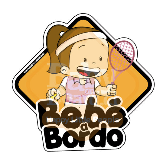 Letrero Bebé a Bordo Tenista Niña (caja 6 unidades))