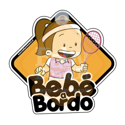Letrero Bebé a Bordo Tenista Niña (caja 6 unidades))