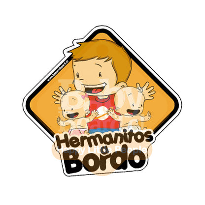 #083 Letrero Auto Peques a Bordo - hermano mayor de mellizos niño niña - HERMANITOS