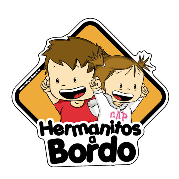Letrero Bebé a Bordo, Hermanitos a Bordo, Hermano mayor y niña menor